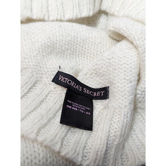 Victoria's Secret Soft White Knit Tube Infinity Scarf with Rhinestones One Size - Picture 2 of 3